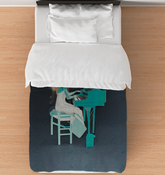 Close-up of Meadow Melody Comforter with colorful flowers.